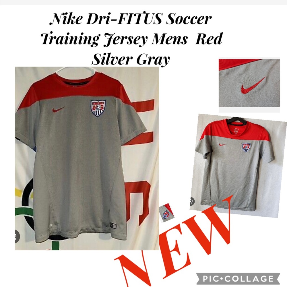Nike Dri-FIT USMNT US Soccer Training Jersey Mens Size M Red Silver Gray…